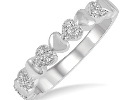 1 20 Ctw Mini Hearts Round Cut Diamond Fashion Ring in Sterling Silver Discount