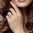 1 3 ctw Pear Cut 6X4 MM Emerald and Round Cut Diamond Precious Ring in 14K White Gold Discount