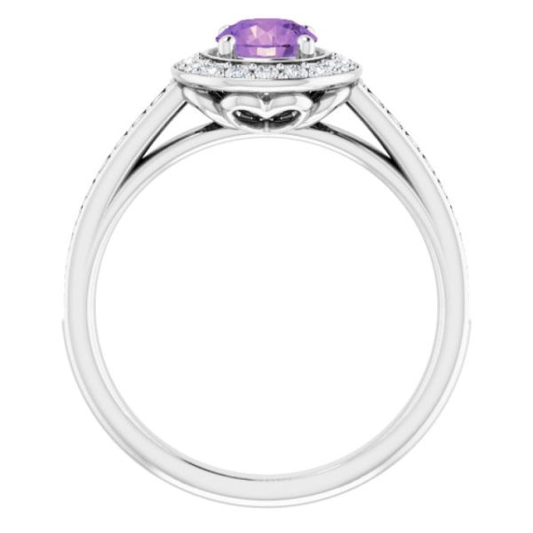 Sterling Silver Natural Amethyst & 1 3 CTW Natural Diamond Ring on Sale