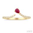 1 10 ctw Petite 4X3 MM Pear Cut Ruby and Round Cut Diamond Precious Fashion Ring in 10K Yellow Gold For Discount