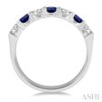 1 2 ctw Round Cut Diamond and 3.3MM Sapphire Precious Wedding Band in 14K White Gold Online Hot Sale