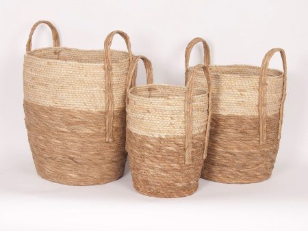 Natural Straw Basket W Handle Sale