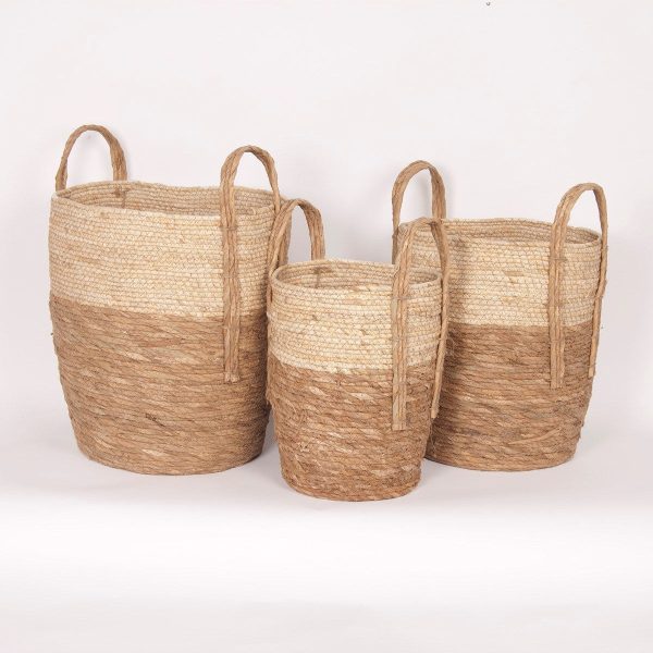 Natural Straw Basket W Handle Sale