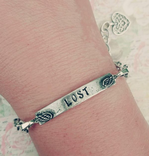 Say what you want custom hand stamped bracelet - Pewter Angel Wing Bracelet - Custom Jewelry - Lost Bracelet - Gifts for Her- Inspirational For Sale