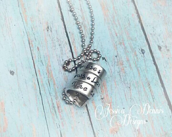 Spiral Hand Stamped Quote Necklace * Personalized * Say what you want* Fits up to 40 characters including spaces* Stainless Steel Ball Chain Supply