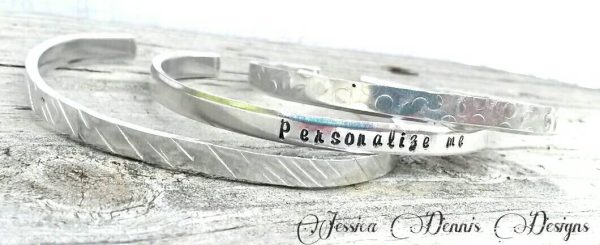 Set of 3 Stacking Bracelets - Hand Stamped - Personalized - Hypoallergenic - Non Tarnish - Texturized Bangle Bracelet - Mom Gift - Daughter Online