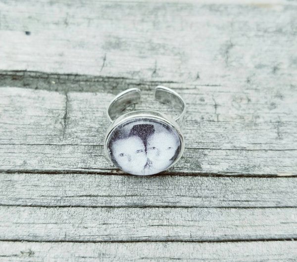 SALE* Sterling Silver Photo Ring - Custom Made - Any Photo! - Memorial Keepsake - Child Loss Gift - Hammered Ring For Sale