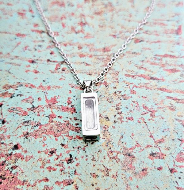 SALE- Rectangle Bar Cremation Necklace - Locket Necklace For Discount