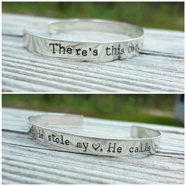 There s this boy he stole my heart, he calls me Momma Grandma Auntie - Custom Made to order solid sterling silver bracelet - Hand Stamped Online Hot Sale