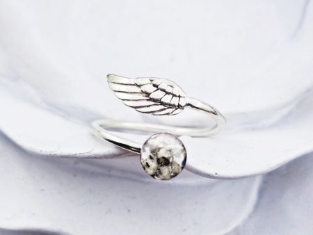 Sterling Silver Angel Wing Cremation Ring on Sale