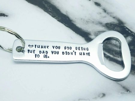 Step Dad Custom Front & Back Bottle Opener Keychain * Bonus Dad Gift * Father s Day Gift * World s Best Dad * Hand Stamped on Sale