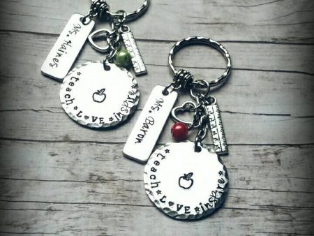 Teacher Keychain * Teach Love Inspire * Apple * Texturized  * Teacher Gift * Personalized * End of the year gift Online