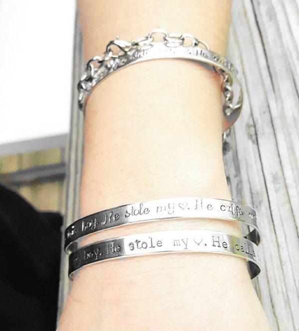 There s this boy he stole my heart, he calls me Momma Grandma Auntie - Custom Made to order solid sterling silver bracelet - Hand Stamped Online Hot Sale