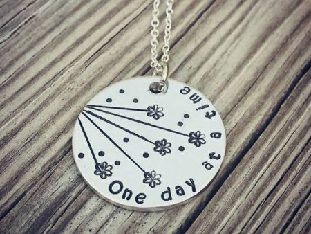 Sobriety Gift - Sympathy Gift - One day at a time - Hand Stamped - Flower Necklace - Suicide Awareness - Inspiration Necklace Online