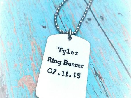 Ring Bearer Gift - Wedding Date - Personalized Dog Tag Necklace - Boy Gift Supply