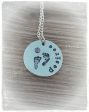 SALE - Personalized Hand Stamped Baby Feet Necklace - You choose Name and Birthstone or crystal color - New Mom Mother s Day Gift - New Baby Fashion