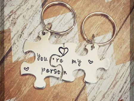 Set of 2 Aluminum You re my person puzzle piece Keychains* Online