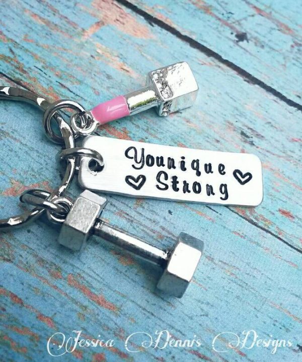 Younique Strong Keychain - Lipstick - Barbell Keychain- Long Lashes - Awesome makeup - #falsenotfalse - Younique Strong Keychain Incentive Fashion