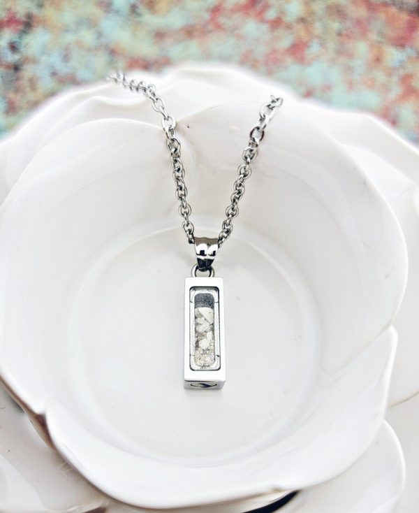 SALE- Rectangle Bar Cremation Necklace - Locket Necklace For Discount