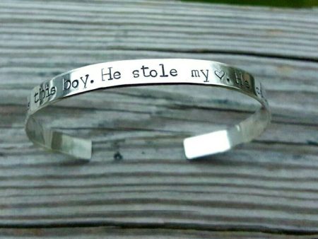 There s this boy he stole my heart, he calls me Momma Grandma Auntie - Custom Made to order solid sterling silver bracelet - Hand Stamped Online Hot Sale