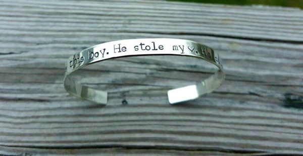 There s this boy he stole my heart, he calls me Momma Grandma Auntie - Custom Made to order solid sterling silver bracelet - Hand Stamped Online Hot Sale