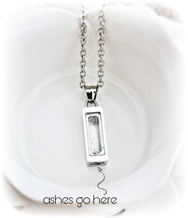 SALE- Rectangle Bar Cremation Necklace - Locket Necklace For Discount