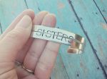 Set of 2 Hand stamped Sisters Cuff Bracelets - Best Friends - Best B*tches - Besties - Custom Made - Personalize Hot on Sale