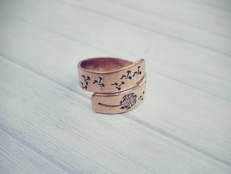 Rustic Copper Dandelion Wrap Ring - Custom Made - Hand Stamped - Hand Made - Wish Ring - Gift for her - Friendship Ring Cheap