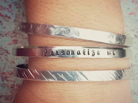 Set of 3 Stacking Bracelets - Hand Stamped - Personalized - Hypoallergenic - Non Tarnish - Texturized Bangle Bracelet - Mom Gift - Daughter Online