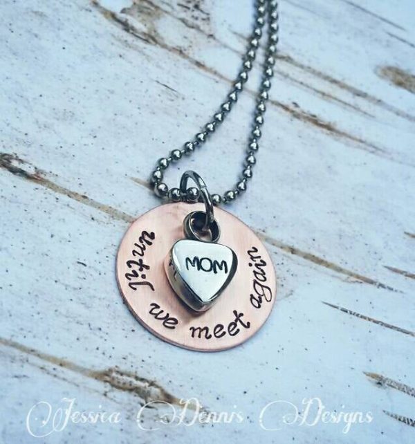 SALE - Cremation Necklace - Copper - Urn Necklace - Custom Made Urn necklace - Heart Necklace - Memorial Necklace - Until we meet again on Sale