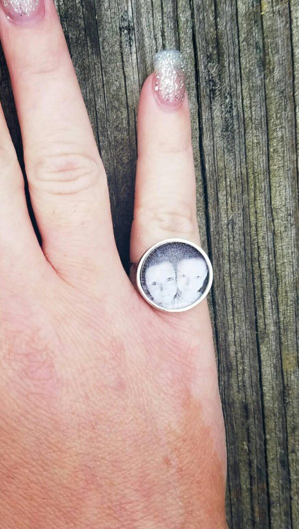 SALE* Sterling Silver Photo Ring - Custom Made - Any Photo! - Memorial Keepsake - Child Loss Gift - Hammered Ring For Sale