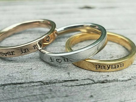 Stacking Personalized Ring - Wear alone or as a set! - Stainless Steel Hand stamped rings - Name Ring - Rose Gold, Gold, and Silver - Custom For Discount