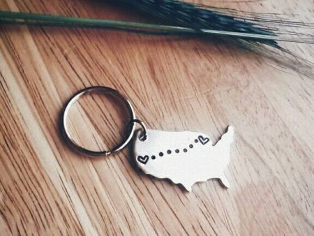 United States Miles Apart Sending Love Across the USA * Long Distant Friend * Keychain on Sale