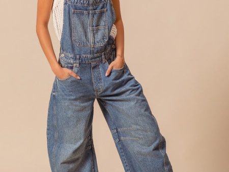 Slouchy Denim Overalls Hot on Sale