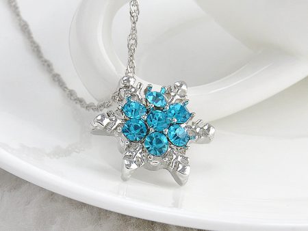 Snowflake Necklace Teal Fashion