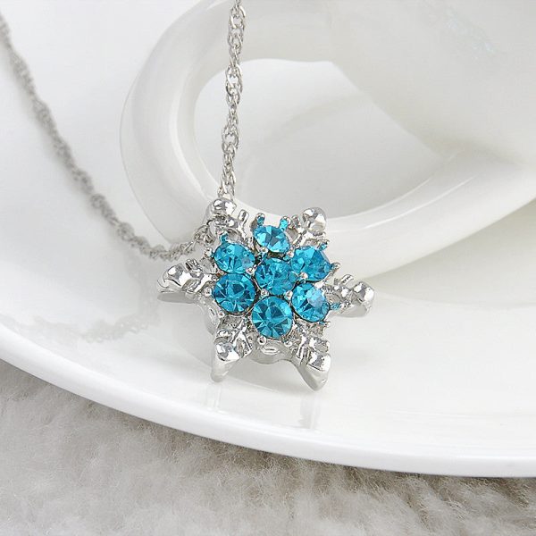 Snowflake Necklace Teal Fashion