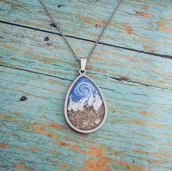 Teardrop Beach Cremation Necklace Made with your loved one s actual ashes Online now