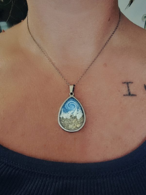 Teardrop Beach Cremation Necklace Made with your loved one s actual ashes Online now