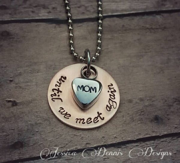 SALE - Cremation Necklace - Copper - Urn Necklace - Custom Made Urn necklace - Heart Necklace - Memorial Necklace - Until we meet again on Sale