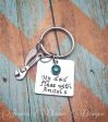 Personalized  My Dad flies with angels  Memorial hand stamped swarovski crystal birthstone necklace or keychain Sale