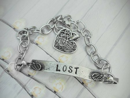 Say what you want custom hand stamped bracelet - Pewter Angel Wing Bracelet - Custom Jewelry - Lost Bracelet - Gifts for Her- Inspirational For Sale