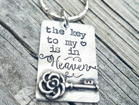 The Key to my Heart is in Heaven Keychain - Custom Memorial Gift - Sympathy Gift - Bereaved Parent - Pewter Pendant - Memorial Keychain Online now