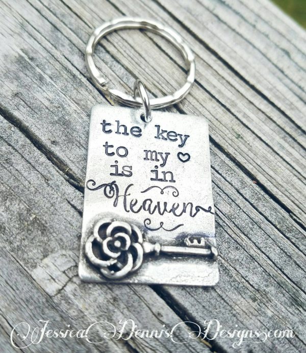 The Key to my Heart is in Heaven Keychain - Custom Memorial Gift - Sympathy Gift - Bereaved Parent - Pewter Pendant - Memorial Keychain Online now