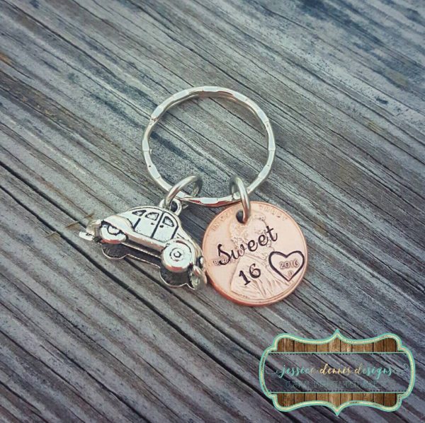 Sweet 16 Penny Keychain - Teen Gift - Choose your penny year - Sweet 16 Birthday Gift - 16th Birthday - New Car Teen Keychain Supply