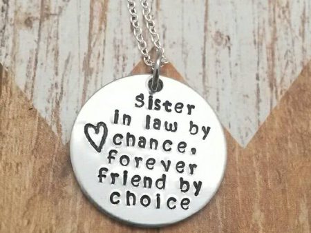 Sister In Law Necklace - Birthday Gift - Sister Gift - Hand Stamped - Heart -Friend and Sister Online now