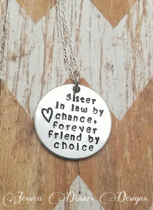 Sister In Law Necklace - Birthday Gift - Sister Gift - Hand Stamped - Heart -Friend and Sister Online now