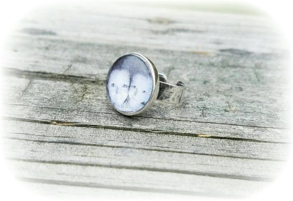 SALE* Sterling Silver Photo Ring - Custom Made - Any Photo! - Memorial Keepsake - Child Loss Gift - Hammered Ring For Sale